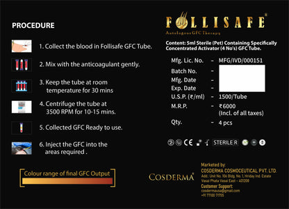 FOLLISAFE GFC Therapy Tube – Hair Regrowth & Skin Rejuvenation (4 Pcs)