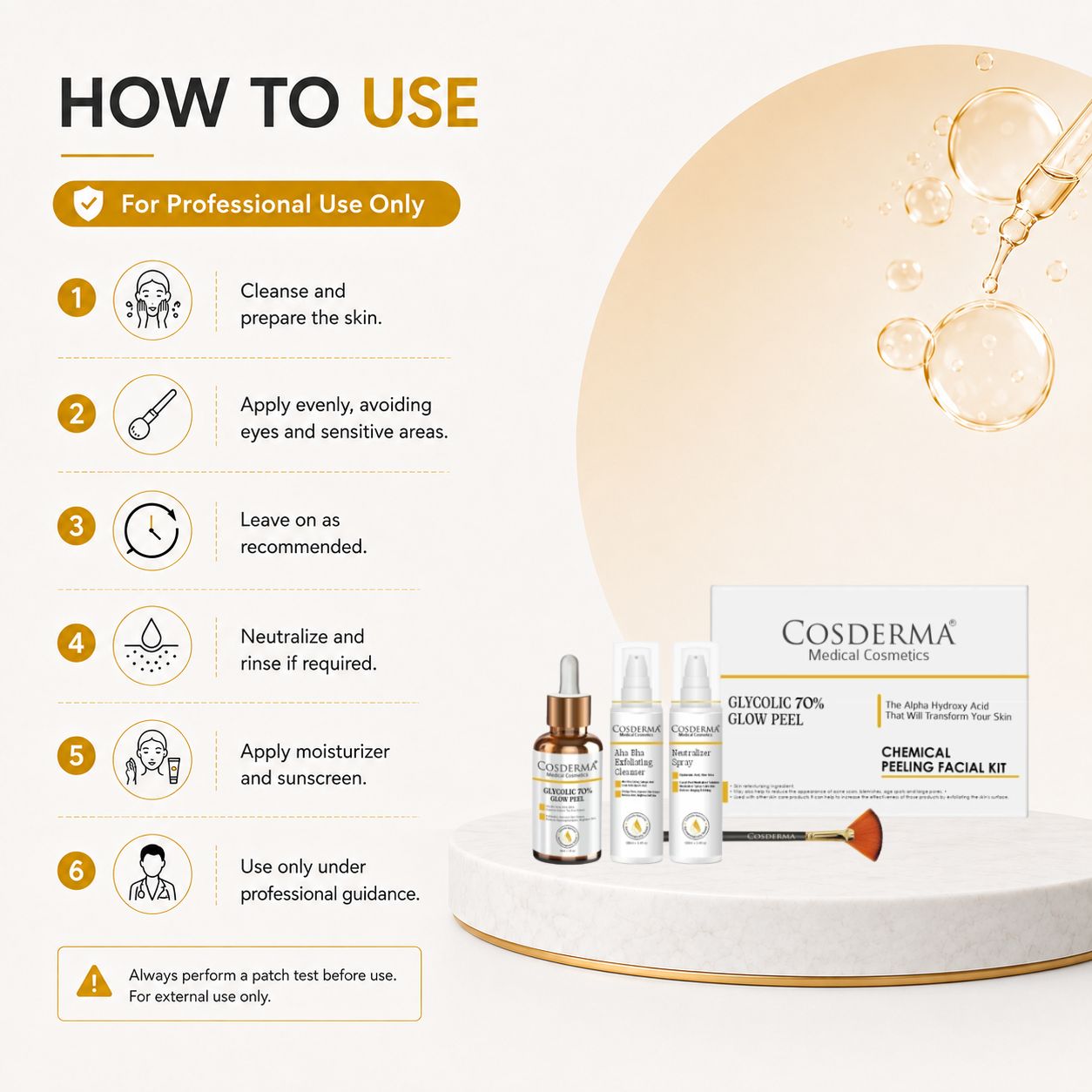 Cosderma Glycolic 70% Glow Peel - Deep Exfoliation & Skin Renewal | Chemical Peeling Facial Kit
