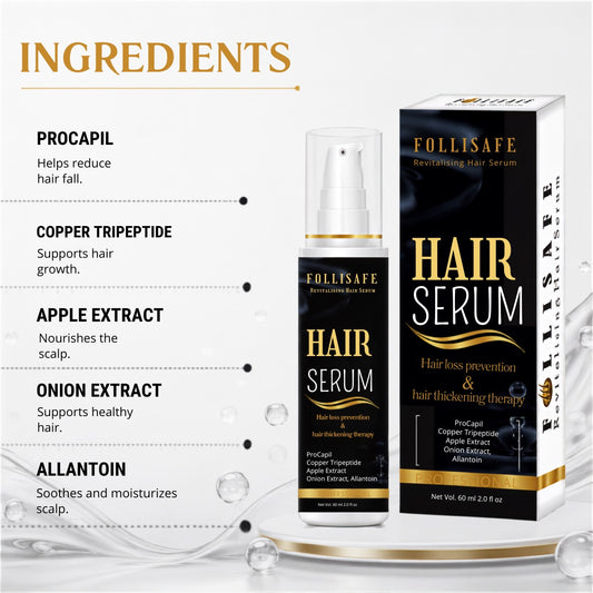 Follisafe Hair Regrowth Serum with Procapil, Copper Tripeptides & Apple Stem Cell