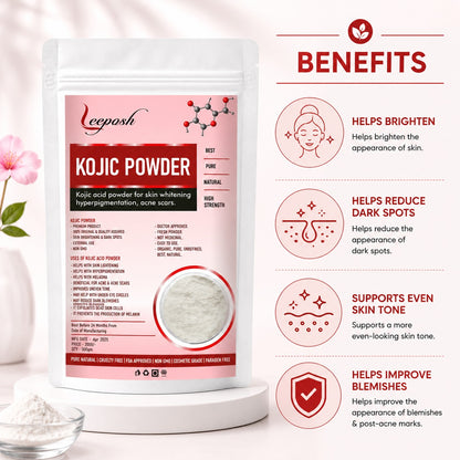 Leeposh Kojic Acid Powder – For Skin Whitening, Pigmentation & Acne Scars