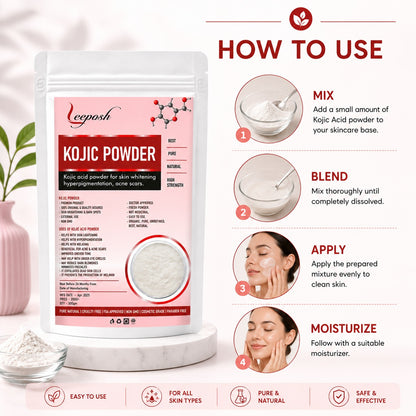 Leeposh Kojic Acid Powder – For Skin Whitening, Pigmentation & Acne Scars