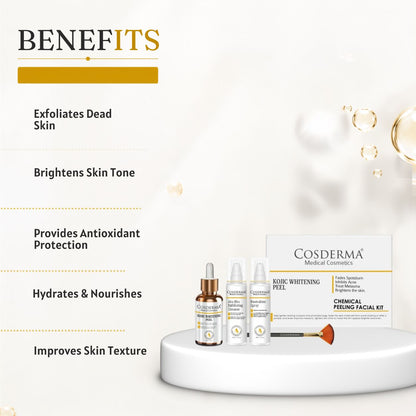 Cosderma Kojic Whitening Peel - Brighten & Even Skin Tone | Chemical Peeling Facial Kit