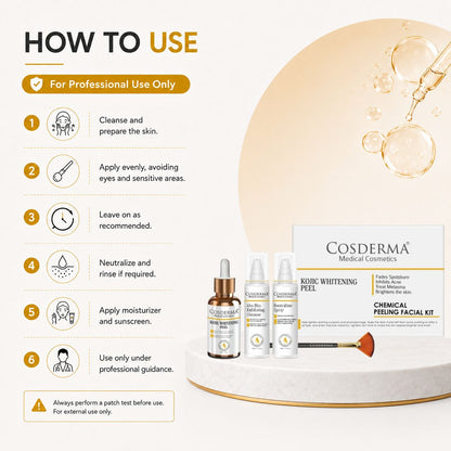 Cosderma Kojic Whitening Peel - Brighten & Even Skin Tone | Chemical Peeling Facial Kit