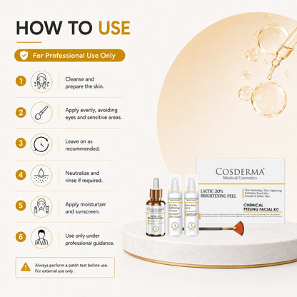 Cosderma Lactic 20% Brightening Peel - Exfoliate & Revitalize Your Skin | Chemical Peeling Facial Kit