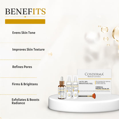 Cosderma Lactic 20% Brightening Peel - Exfoliate & Revitalize Your Skin | Chemical Peeling Facial Kit