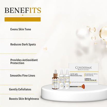 Cosderma Lactic 40% Brightening Peel - Rejuvenate & Brighten Your Skin | Chemical Peeling Facial Kit