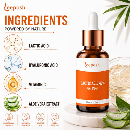 Leeposh Lactic Acid 40% Gel Peel for Melasma, Deep Pigmentation, Blemishes & Glowing Skin