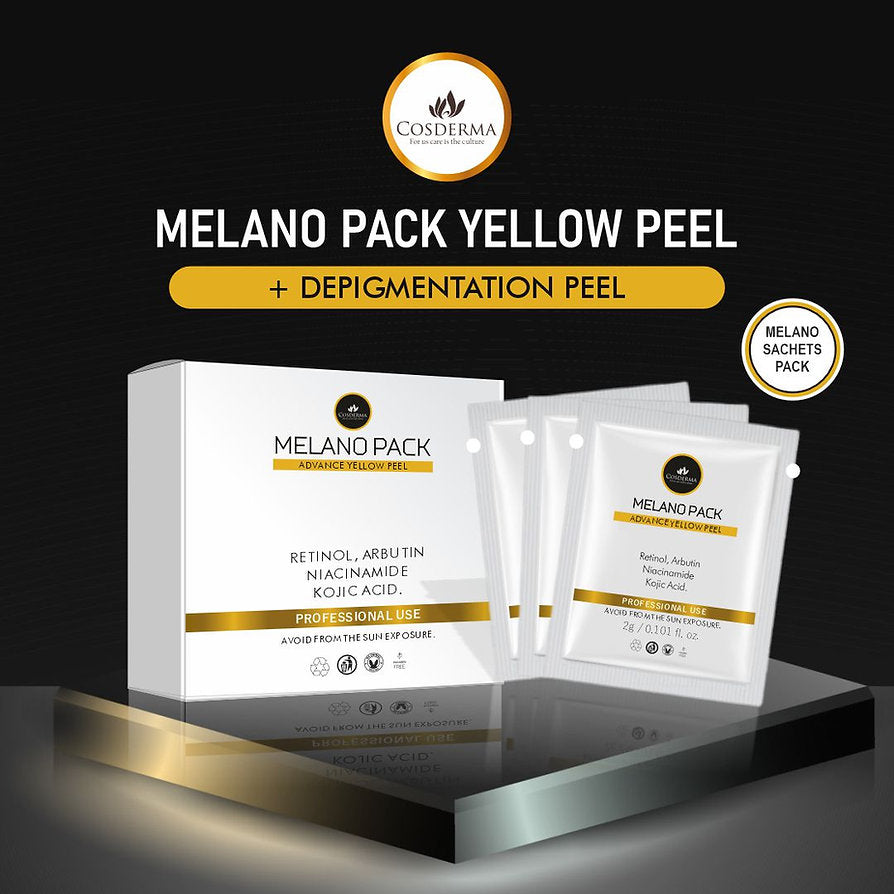 Cosderma Melano Pack Advance Yellow Peel + Depigmentation Peel | Skin Lightening & Rejuvenation (10 Sachet Pack)