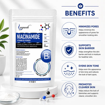 Leeposh Niacinamide Powder – Vitamin B3 for Skin Brightening, Acne & Pore Care