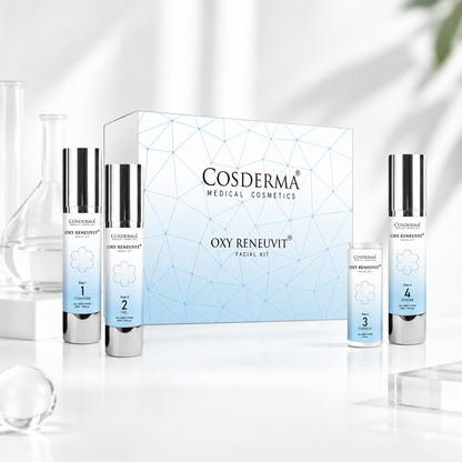 Cosderma Oxy Reneuvit Facial Kit for Anti-Aging & Skin Renewal – 4 Step Professional & Home Care Facial (10 Sessions)