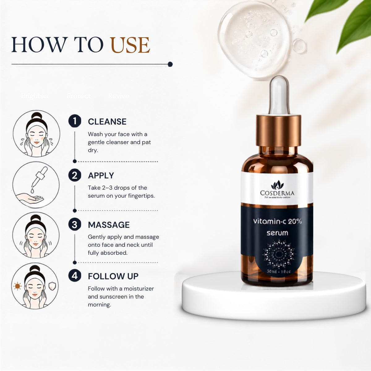 Cosderma Vitamin C 20% Serum - Brighten & Hydrate Skin | Professional Serum