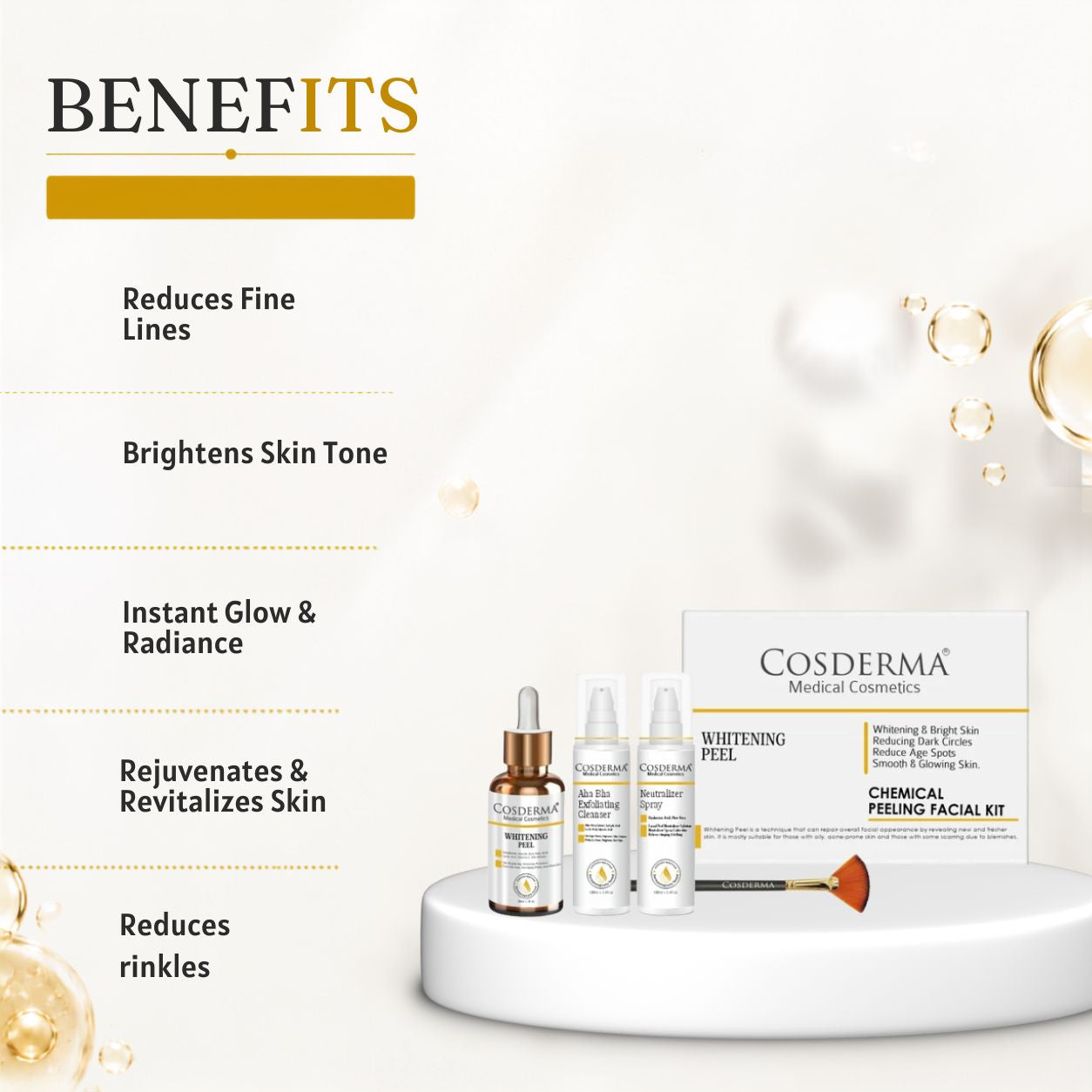 Cosderma Whitening Peel Facial Kit for Glowing, Smooth, and Bright Skin | Chemical Peeling Facial Kit