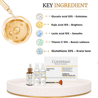 Cosderma Whitening Peel Facial Kit for Glowing, Smooth, and Bright Skin | Chemical Peeling Facial Kit